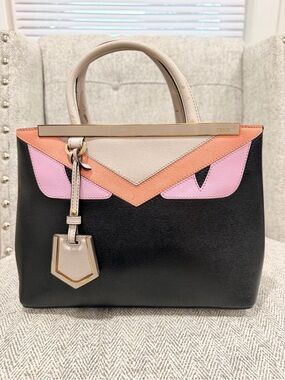 Fendi Monster w/ COA in Black, Pink & Cream with Coral Accents